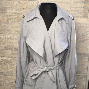 Michael Kors Gray Belted Trench Coat Size Large Great Condition